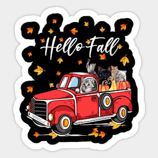 cat hello fall Sticker